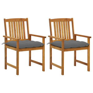 vidaXL Tuinstoelen 2 st met kussens massief acaciahout