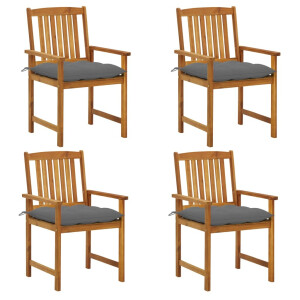 vidaXL Tuinstoelen 4 st met kussens massief acaciahout