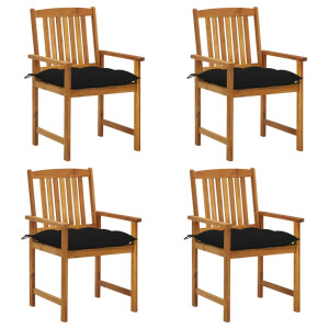 vidaXL Tuinstoelen 4 st met kussens massief acaciahout