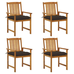 vidaXL Tuinstoelen 4 st met kussens massief acaciahout