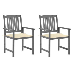 vidaXL Tuinstoelen 2 st met kussens massief acaciahout grijs