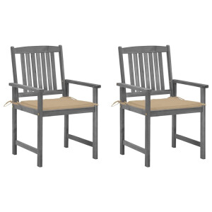vidaXL Tuinstoelen 2 st met kussens massief acaciahout grijs