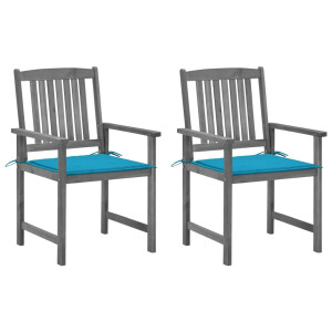 vidaXL Tuinstoelen 2 st met kussens massief acaciahout grijs