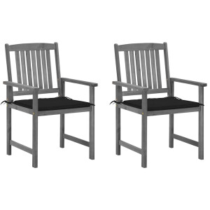 vidaXL Tuinstoelen 2 st met kussens massief acaciahout grijs