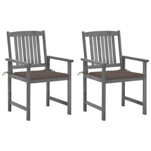 vidaXL Tuinstoelen 2 st met kussens massief acaciahout grijs
