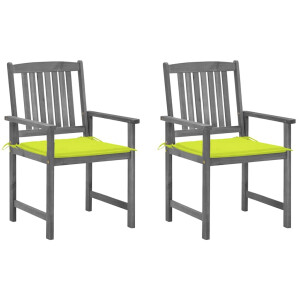 vidaXL Tuinstoelen 2 st met kussens massief acaciahout grijs