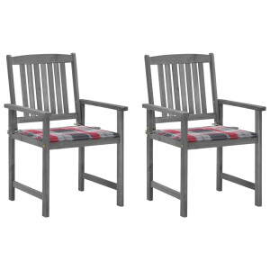 vidaXL Tuinstoelen 2 st met kussens massief acaciahout grijs