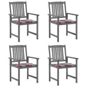 vidaXL Tuinstoelen 4 st met kussens massief acaciahout grijs