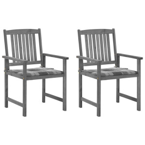 vidaXL Tuinstoelen 2 st met kussens massief acaciahout grijs