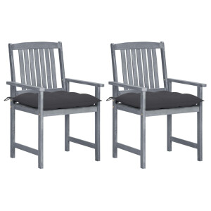 vidaXL Tuinstoelen 2 st met kussens massief acaciahout grijs