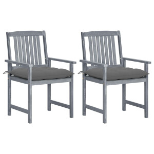 vidaXL Tuinstoelen 2 st met kussens massief acaciahout grijs