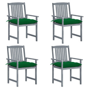 vidaXL Tuinstoelen 4 st met kussens massief acaciahout grijs