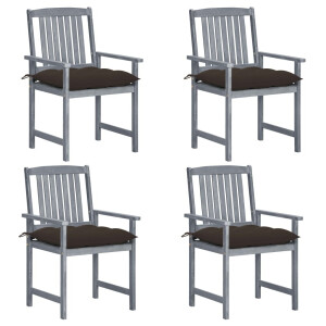 vidaXL Tuinstoelen 4 st met kussens massief acaciahout grijs