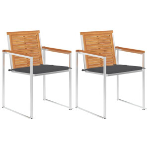 vidaXL Tuinstoelen 2 st met kussens massief acaciahout en staal