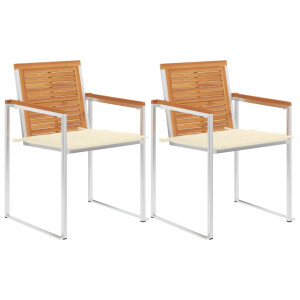 vidaXL Tuinstoelen 2 st met kussens massief acaciahout en staal