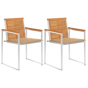 vidaXL Tuinstoelen 2 st met kussens massief acaciahout en staal