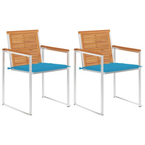 vidaXL Tuinstoelen 2 st met kussens massief acaciahout en staal