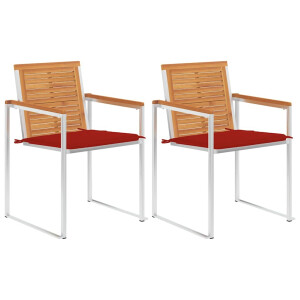 vidaXL Tuinstoelen 2 st met kussens massief acaciahout en staal