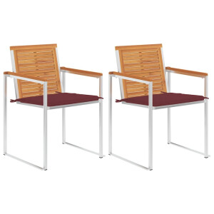 vidaXL Tuinstoelen 2 st met kussens massief acaciahout en staal