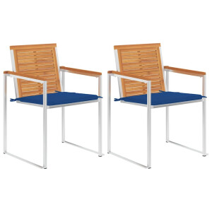 vidaXL Tuinstoelen 2 st met kussens massief acaciahout en staal