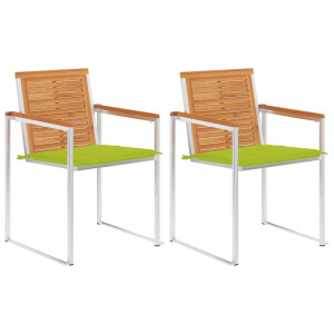 vidaXL Tuinstoelen 2 st met kussens massief acaciahout en staal