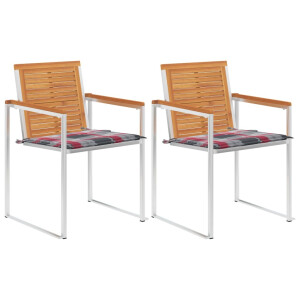 vidaXL Tuinstoelen 2 st met kussens massief acaciahout en staal