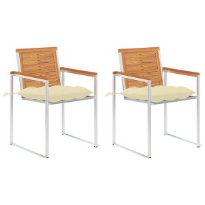 vidaXL Tuinstoelen 2 st met kussens massief acaciahout en staal