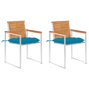 vidaXL Tuinstoelen 2 st met kussens massief acaciahout en staal