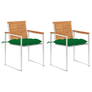 vidaXL Tuinstoelen 2 st met kussens massief acaciahout en staal