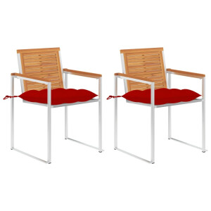 vidaXL Tuinstoelen 2 st met kussens massief acaciahout en staal