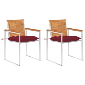 vidaXL Tuinstoelen 2 st met kussens massief acaciahout en staal