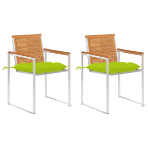 vidaXL Tuinstoelen 2 st met kussens massief acaciahout en staal