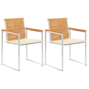 vidaXL Tuinstoelen 2 st met kussens massief teakhout en staal