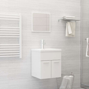 vidaXL 2-delige Badkamermeubelset spaanplaat hoogglans wit