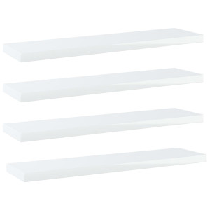 vidaXL Wandschappen 4 st 40x10x1,5 cm bewerkt hout hoogglans wit