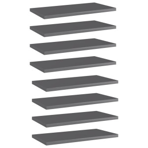 vidaXL Wandschappen 8 st 40x20x1,5 cm spaanplaat hoogglans grijs