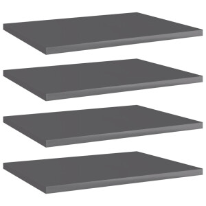 vidaXL Wandschappen 4 st 40x30x1,5 cm spaanplaat hoogglans grijs