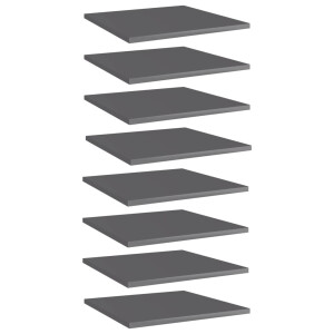 vidaXL Wandschappen 8 st 40x40x1,5 cm bewerkt hout hoogglans grijs