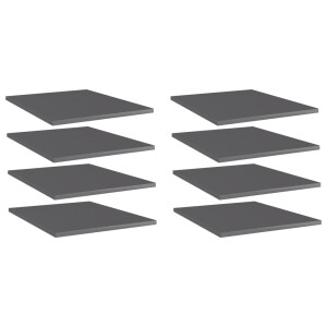 vidaXL Wandschappen 8 st 40x50x1,5 cm bewerkt hout hoogglans grijs