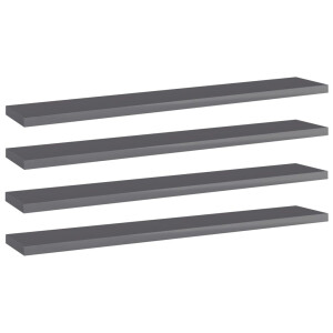 vidaXL Wandschappen 4 st 60x10x1,5 cm spaanplaat hoogglans grijs