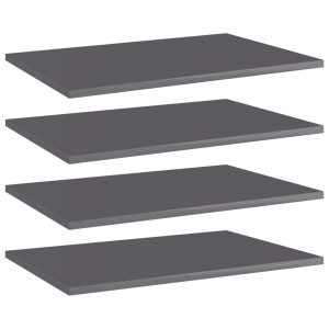vidaXL Wandschappen 4 st 60x40x1,5 cm spaanplaat hoogglans grijs