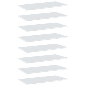 vidaXL Wandschappen 8 st 80x40x1,5 cm spaanplaat hoogglans wit