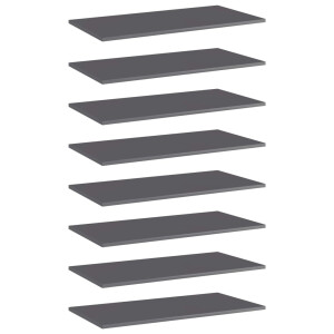 vidaXL Wandschappen 8 st 80x40x1,5 cm spaanplaat hoogglans grijs