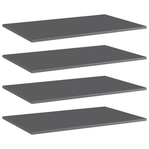 vidaXL Wandschappen 4 st 80x50x1,5 cm spaanplaat hoogglans grijs
