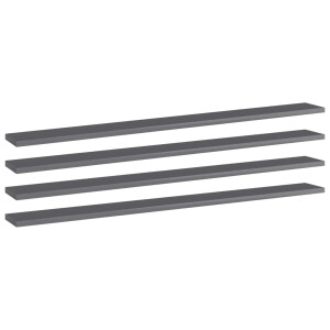 vidaXL Wandschappen 4 st 100x10x1,5 cm spaanplaat hoogglans grijs