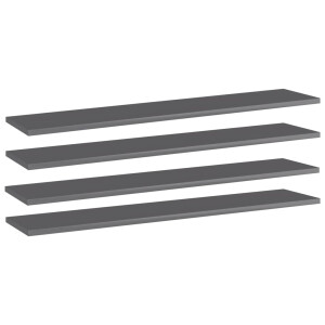 vidaXL Wandschappen 4 st 100x20x1,5 cm spaanplaat hoogglans grijs