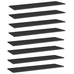 vidaXL Wandschappen 8 st 100x30x1,5 cm spaanplaat hoogglans zwart
