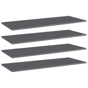 vidaXL Wandschappen 4 st 100x40x1,5 cm spaanplaat hoogglans grijs