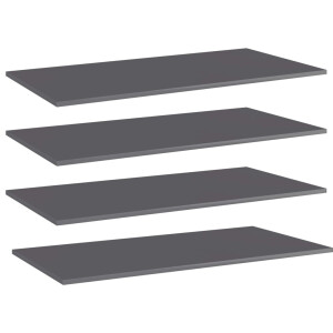 vidaXL Wandschappen 4 st 100x50x1,5 cm spaanplaat hoogglans grijs