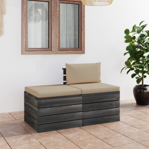vidaXL 2-delige Loungeset met kussens pallet massief grenenhout